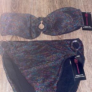 Black and Iridescent Bikini Set. Both Size Large. NWT.
